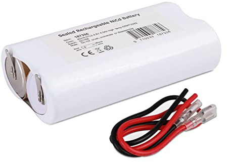 Bright Source 4 D Cell, 2+2 Twin 4.8v 4000mAh Rechargeable Emergency Lighting Battery with Electrical Contact Solder Tags & Attachable Leads
