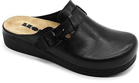 LEON 5000 Sabots Mules Chaussons Chaussures en Cuir, Femme, Noir, EU 38