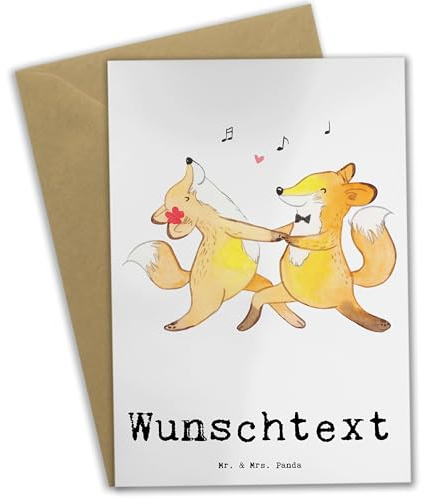 Mr. & Mrs. Panda Personalisierte Karte Füchse Salsa tanzen - Geschenke, Sportler, Tanzkurs, Tanzschule, Grußkarte, personalisiert, individuelle, Grußkarten, personalisierbar