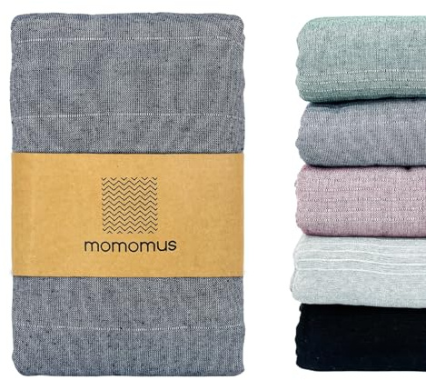 MOMOMUS Überwurfdecke, Sofaüberwurf 150 x 200 cm, Blau | Flach gewebter Bettüberwurf aus; für Sofa, Sessel oder das Fußende des Bettes