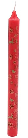 25cm Christmas Advent Candle Tapered Countdown Candle with Robins and Reindeers Decoration Red