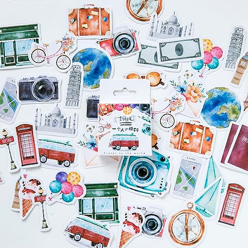 Scrapbook Accessories Travel Kit, 46Pcs Vintage Journaling Stickers for Adults, Aesthetic Kindle Book Stickers, Craft Supplies for Scrapbooking, Card Making, Journal