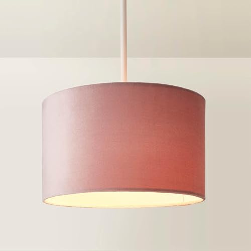 MiniSun | Small Modern Blush Pink Velvet Drum Light Shade | Lamp Shades, Home Décor & Improvement Essential | 25cm Shade Width