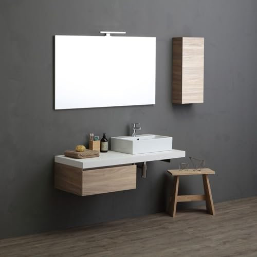 Kiamami Valentina - Mobile bagno 120cm con top bianco e lavabo rettangolare | Valentina