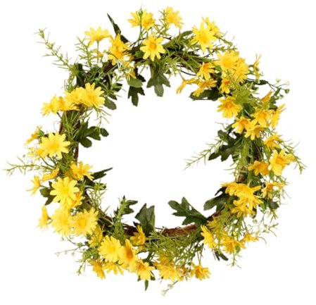 FUNOMOCYA Künstlicher Chrysanthemen Kranz Gelb Dekorative Wand Und Türdekoration Für Hochzeiten Feste Und Zuhause Pflegeleichte Blumen-Girlande Für Stilvolle Anlässe
