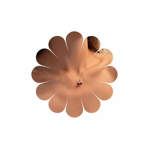 Wendalern Rote Kristall Kirsche Halskette Süße Kirsche Frucht Anhänger Gold Blatt Choker Box Link Kette Rot Achat Schmuck für Frauen