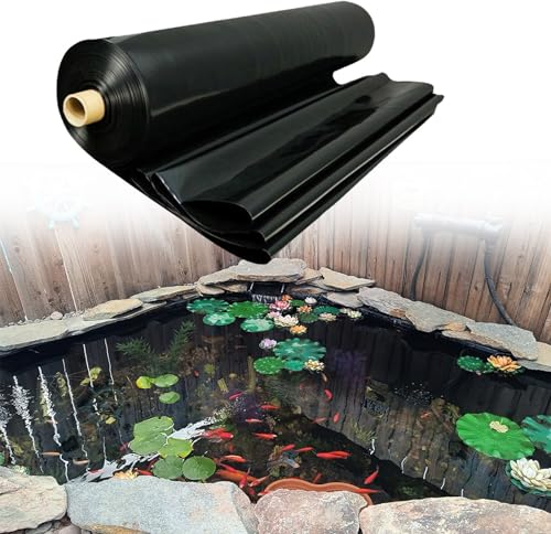 3x5.0m Vorgeformte Teichfolie UV-Beständig Schwarz HDPE Dichtungsfolie Kann Wiederverwendet Poolfolie 8x8.0m 11x12.0m Faltbare Undurchlässige Folie für Wasserfall Gartenbrunnen 0.2mm(Größe:11x6.0m)