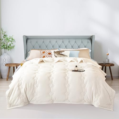 ShowyLive Manta Sofa Grande Invierno de Felpa Gruesa Doble Cara Franela de 810 g/m², Mantas Cama Suave y Caliente para Dormitorio Sofá Viajar Toda Estación (Blanco,150 * 200CM)