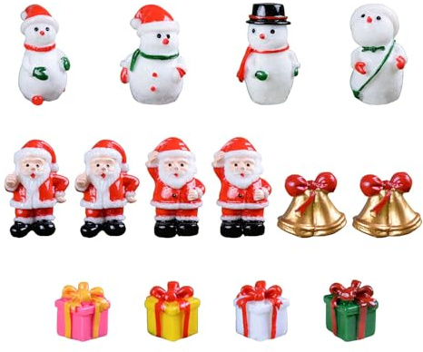 Weihnachten Miniatur Ornamente, 10 Stück Mini Weihnachtsmann Schneemann Deko Figuren, Harz Weihnachtsfiguren Deko Mini Figuren Klein Figuren DIY Zubehör Weihnachtsschmuck zum Basteln (mix-c)