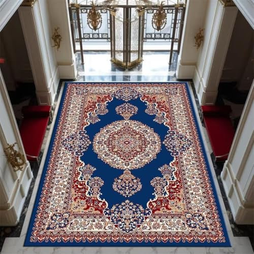 RUGMRZ Teppich Anti Rutsch Pflegeleicht Rechteckiger Blau-Roter Für Den Innenbereich, Schmutzabweisender Schlafzimmerteppich Teenager-Schlafzimmer-Teppich 60X90Cm 1Ft 11.6''X2Ft 11.4''