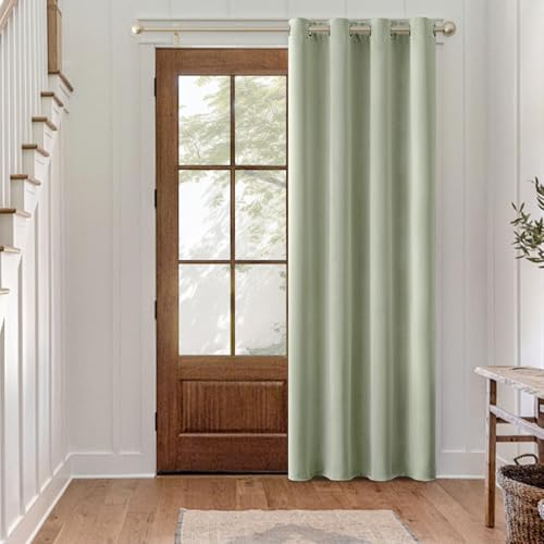 MIULEE Verdunklung Thermo Vorhänge Blickdicht Ösen 1er 140x200cm Salbeigrün | Blickdichter Thermostoff für Wohnzimmer und Schlafzimmer, hilft Licht, Hitze und Kälte zu reduzieren.