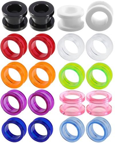 10 Paar 2 mm(12 G) Gemischt Farbe Acryl Ohr Tunnel Set Ohrringe Plugs Ohrplugs Unisex Expander Dehnset Piercing Schmuck Ohr Dehnstäbe Ohrstöpsel Kit Frauen Damen Herren