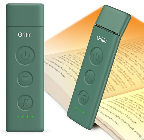 Gritin Läslampa Uppladdningsbar, Boklampa med Klämfäste Bok för Läsning | Ögonvårdande 3 Färgtemperaturer, 5 Ljusstyrkor & Steglös Dimning, Lång Batteritid, Flexibel Bärbar Minilampa för Läsare