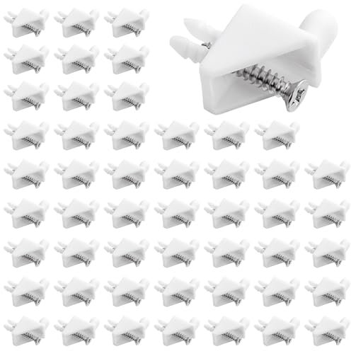 REJOECE 50 Pcs White Shelf Support Pins 101558, Plastic Shelf Pegs Compatible with Wardrobe, Cabinet, Furniture Shelves - Shelf Bracket Spares & Repair Accessories