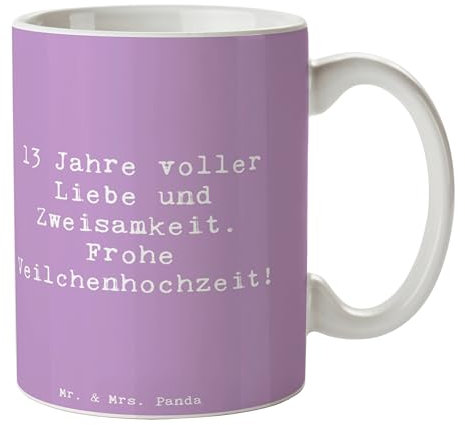 Mr. & Mrs. Panda Tasse Spruch 13. Hochzeitstag Veilchenhochzeit - Geschenk, glückliche Ehe, Becher, Heirat, Teebecher, Kaffeetassen, Büro Tasse,