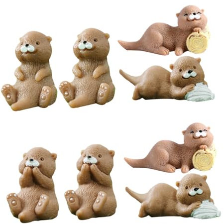 TOYANDONA 8stücke Teiliges Otter-figurenset Miniatur-deko Für Geburtstag Micro-landschaften Realistische Kleine Otterfiguren Wetterfeste Mikrolandschaft-Dekoration Für Tisch Und Zuhause
