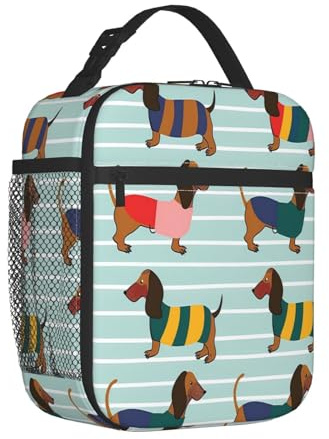 Mexpekil Lonchera térmica reutilizable con aislamiento para niños y niñas, diseño de perro salchicha, a prueba de fugas, para escuela, trabajo, oficina, campamento