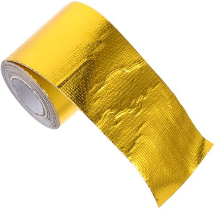 DRESSOOS Aluminiumfolienfasertuch Hitzeschutzband Aluminiumfasergewebe Klebeband für Motor Hochtemperaturband Glasfaserband goldenes Wärmeband Wohnmobil-Wärmeband Wärmeband für Automotoren