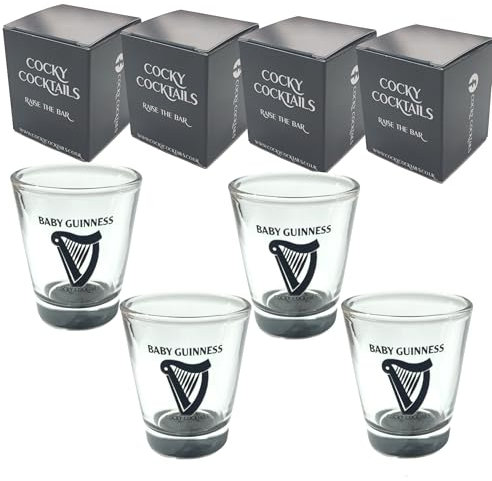 The Spice Specialist Baby Guinness Shot Glasses x 4 Pack by Cocky Cocktails (4 Pack Clear)