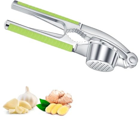 Knoblauchpresse 2 In 1 Knoblauchpresse Edelstahl und Nussknacker Garlic Press mit leicht zu drückendem Griff zum Zerdrücken von Knoblauch und Nüssen