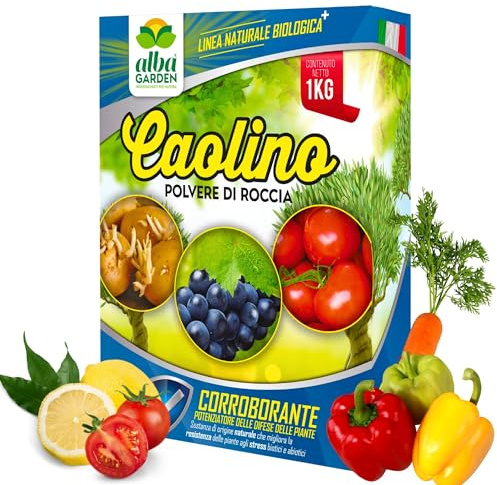 Albagarden - Caolino Polvere di Roccia per Piante, Protezione Naturale contro Mosca Dell'olivo, Insetti e Parassiti - Corroborante Biologico - Polvere (1 Kg)