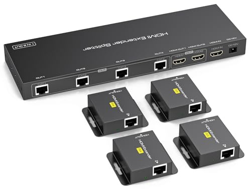 VEDINDUST HDMI Extender Splitter 1 in 6 out over Cat6/7 HDMI over Ethernet Up to 50M 165ft with 2 Loop Outputs Supports EDID Management 1080P60Hz POC