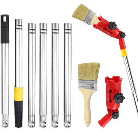 Mehrwinkel-Pinsel-Verlängerungsstangen, 8 Teiliger Flexible Pinselverlängerung mit Pinsel, 30-170cm Einziehbare Farbpinsel-Verlängerung für Decke, Küchenschrank, Malerei