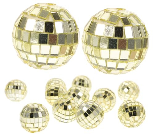 MOTHNUR 24 Stück Spiegelkugeln Gold Mini Disco Kugel Weihnachtsbaum Deko Mit Aufhängung Für Party Hochzeit Geburtstagsfeier