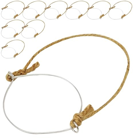 Cabilock 10 Perchas rústicas de Alambre de arpillera - Asas de Alambre de Acero Inoxidable para tarros de conserva de 86 mm de Ancho con luz Solar