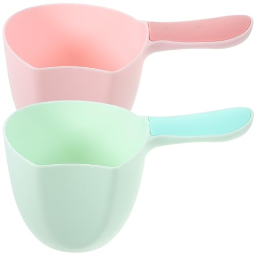 POPETPOP 2 pièces Louche à Eau Plastique Polyvalente pour Salle de Bain et Cuisine Cuillère Profonde Légère avec Poignée Protectrice Accessoire et Bain Gobelet Lavage Fruits