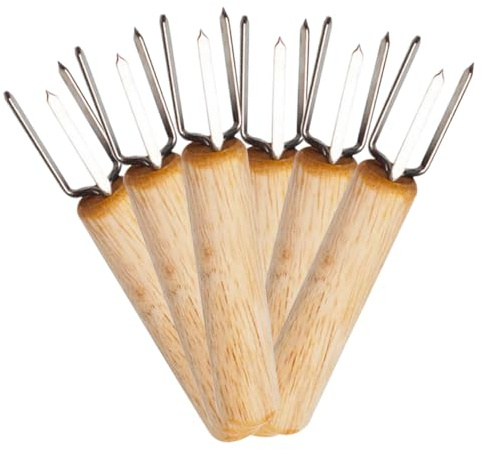 Lurrose 6 pièces Fourchettes à Maïs Réutilisables Ustensiles Barbecue Professionnels Ergonomiques pour Camping et Pique- Accessoires Cuisine Faciles à Nettoyer et Transporter