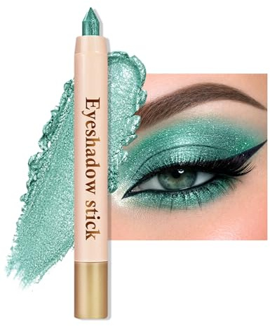 Jutqut Grün Glitzer Lidschatten Stift, Metallic Eyeshadow Stick,#03 | Shimmer, Cream Finish, Hervorhebung Pigmentierter, Glänzender, Langanhaltend, Knitterfrei