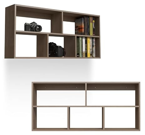 INTEGRI Bücherregal - Wandregal - Hängeregal - Schweberegal - Würfelregal 110x50x20,4 cm Regal schmal - Deko Wohnzimmer - Regal Sonoma Eiche - Pflanzenregal - Flur Möbel - Wandschrank