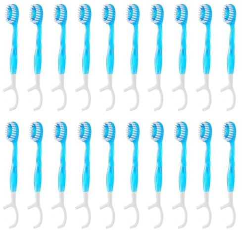 BCOATH Trousse de 24 Brosses à Dents de Voyage Portables en Plastique Souple Bâtonnets pour Soin Interdentaire