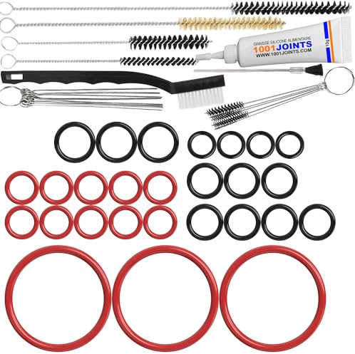 KIT 27 JOINTS ENTRETIEN PERCOLATION PISTON TUYAU INFUSEUR BLOC THERMIQUE MACHINE À CAFÉ REMPLACEMENT COMPATIBLE AVEC DELONGHI ESAM ETC… (BROSSE XXL)