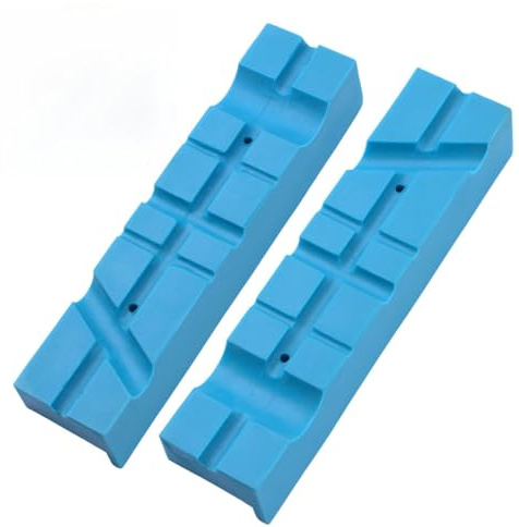 UFURMATE 1 Set Bench Vise Soft Jaws, 5.5Inch Magnetic Vise Jaw Protective Pads Universal Jaw Covers with Multiple Grooves for Woodworking (Blue)