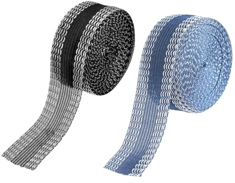 2 Cintas para Planchar Dobladillos 5M, Negro Azul, Lavables, Cinta Adhesiva Termoadhesiva para Ropa Cortinas