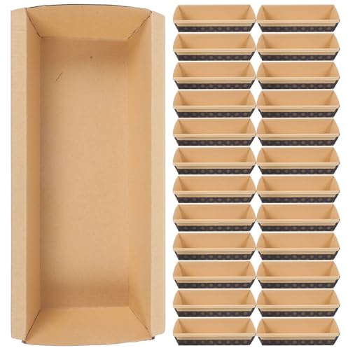 VOSAREA Molde para Hornear Pan Corrugado Grande, Molde Rectangular Desechable de Papel Resistente, 25 Piezas para Repostería, Tostadas y Cocina Profesional