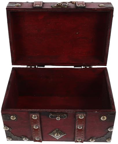 SILENRADAWN Schmuckdose Holz Rot mit Vintage Design Dekorative Aufbewahrungsbox mit Ausreichender Kapazität und Einfachem Öffnen für Ohrringe und Kleinigkeiten Zuhause