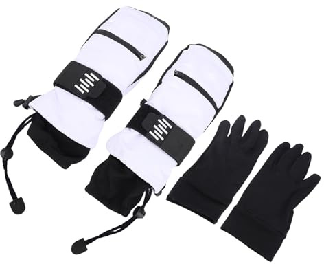 Srliya Mitaines de Ski Mitaines de Snowboard Chaudes de Snowboard Coupe-Vent pour Hommes Femmes Noir et Blanc (L)
