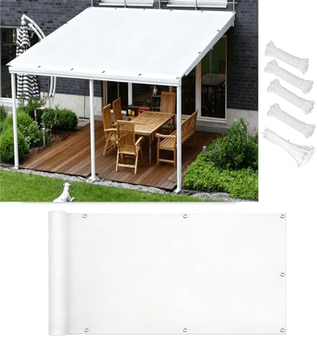 AUWUUA Tenda a Vela Rettangolare 4x6m/400x600cm Telone Impermeabile Esterno Antivento con Protezione UV 95%, PES 220g/m² Tenda Parasole per Giardino, Patio, Pergola, Giardino, Cortile, Bianco