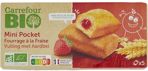 Goût frais et pratique pour les pauses gourmandes — CARREFOUR BIO Gâteaux mini à la fraise, Paquet de 140g - Lot de 4