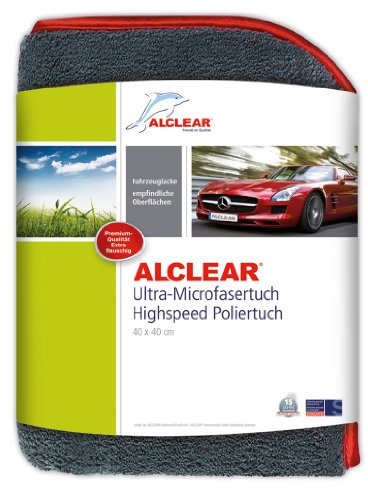 ALCLEAR 822203H Highspeed Auto Mikrofasertuch Poliertuch Microfasertuch Trockentuch, 40x40 cm, 1.200 GSM, extra dick, flauschig weich, grau, f. Autopflege, Aufbereitung & Autopolitur