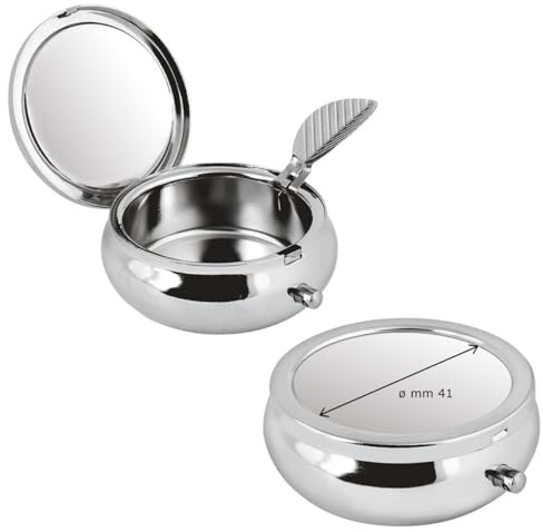 Taschenaschenbecher (6x6x2 cm) | Premium Silber Plated versilbert | Für Reisen & Outdoor
