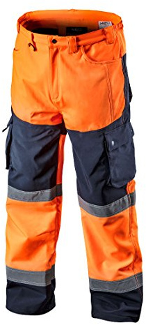 Softshell varningsskyddsslang med reflekterande remsor orange neon gul arbetsbyxor varningsskydd säkerhetsbyxor L orange
