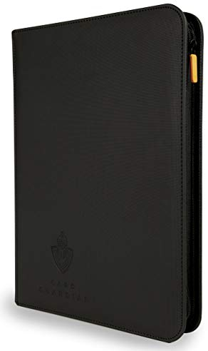 Card Guardian 9 Pocket Card Binder with Zipper – Holds 360 Cards, Side Loading Trading Card Binder for TCG & Football, Premium Card Collection (Black)