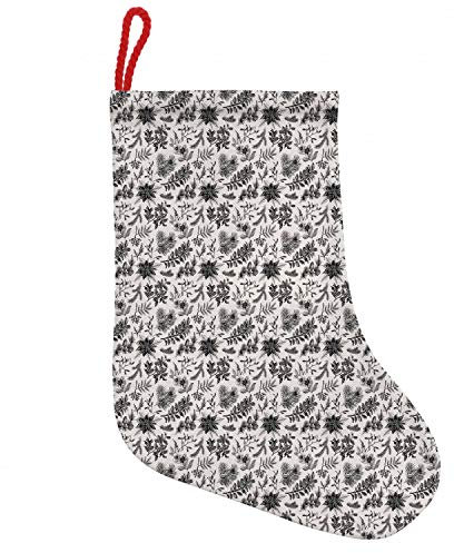 ABAKUHAUS Blume Hängende Nikolausstiefel Weihnachtssocken, Skizze Weihnachtsbeeren, Weihnachtsstrumpf zum Aufhängen, 25x35cm, grau Eggshell