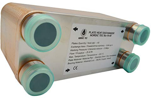 Edelstahl Plattenwärmetauscher Nordic Tec Ba-16-40 Plattenwärmeübertrager Wärmetauscher 40 Platten 150kW 1”