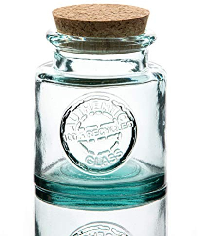 Purity Style Authentic Recycled Glass 800ml Round Storage Jar with Cork Lid