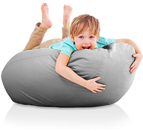 Aiire Gaming Sitzsack Kinder Bezug ohne Füllung - Sitzkissen, Bodenkissen - Couch für Kuschelecke, Kinderzimmer Ideen - Baby, Kindersofa und Kindersessel Grau